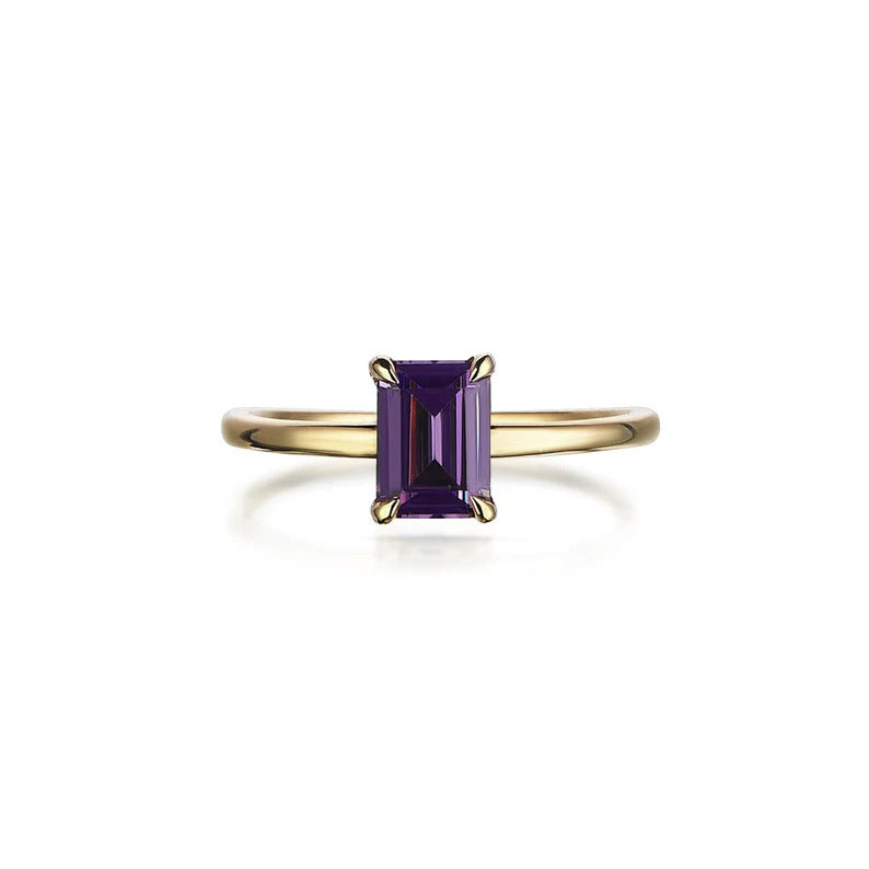 Vintage Amethyst Ring 14K Solid Yellow Gold Personalized Jewelry