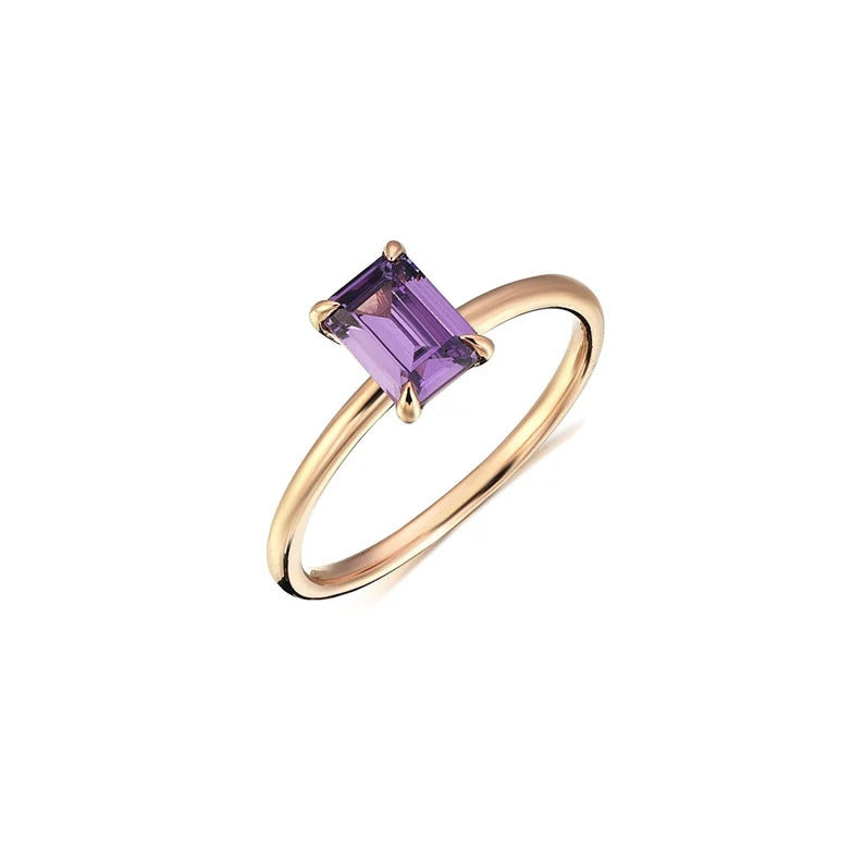 Vintage Amethyst Ring 14K Solid Yellow Gold Personalized Jewelry