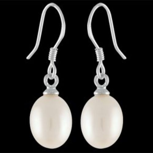 Drop Earrings With Oval White Pearl